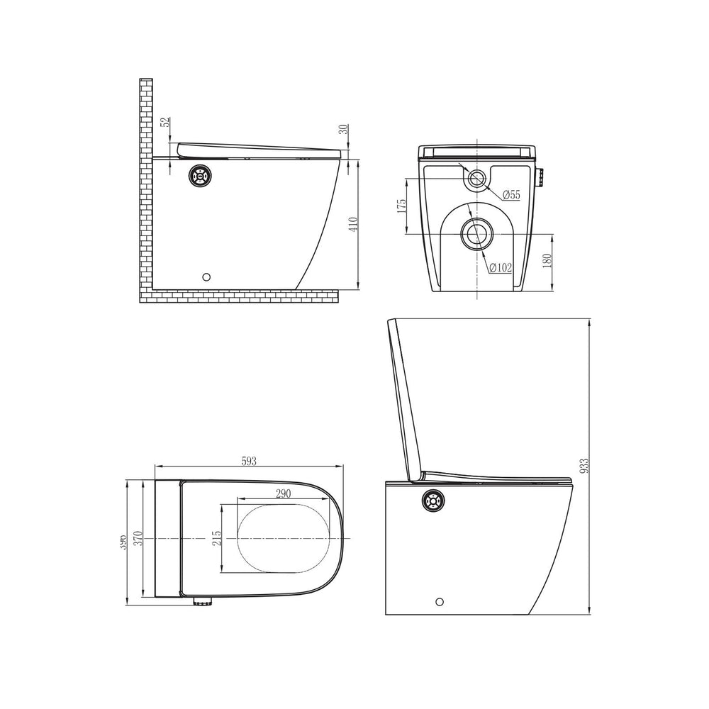 GALLARIA LENZA COMFORT RIMLESS WALL FACE PAN AND REMOTE BIDET PACKAGE GLOSS WHITE