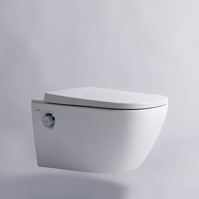 GALLARIA LENZA COMFORT RIMLESS WALL HUNG PAN AND REMOTE BIDET PACKAGE GLOSS WHITE
