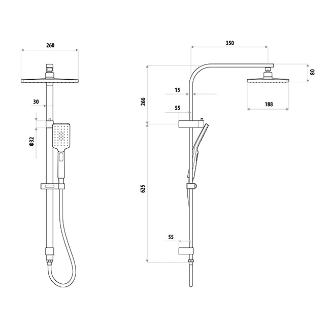LINKWARE LIBERTY TWIN SHOWER WITH RAIL SYSTEM CHROME
