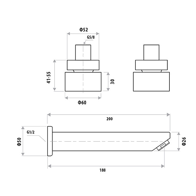 LINKWARE LOUI BATH SET BRUSHED NICKEL