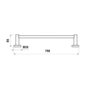 LINKWARE LOUI SINGLE NON-HEATED TOWEL RAIL 790MM GLOSS BLACK