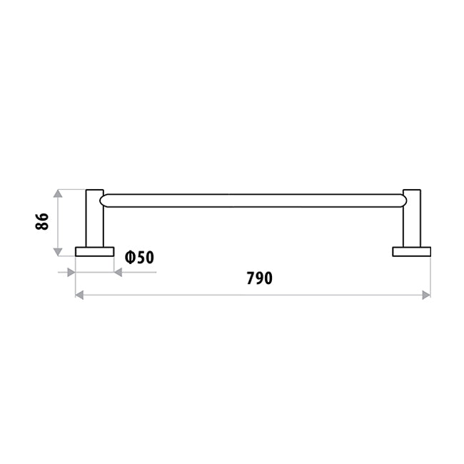 LINKWARE LOUI SINGLE NON-HEATED TOWEL RAIL 790MM GLOSS BLACK