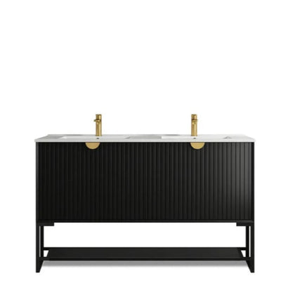 OTTI MARLO MATTE BLACK 1500MM DOUBLE BOWL FLOOR STANDING VANITY