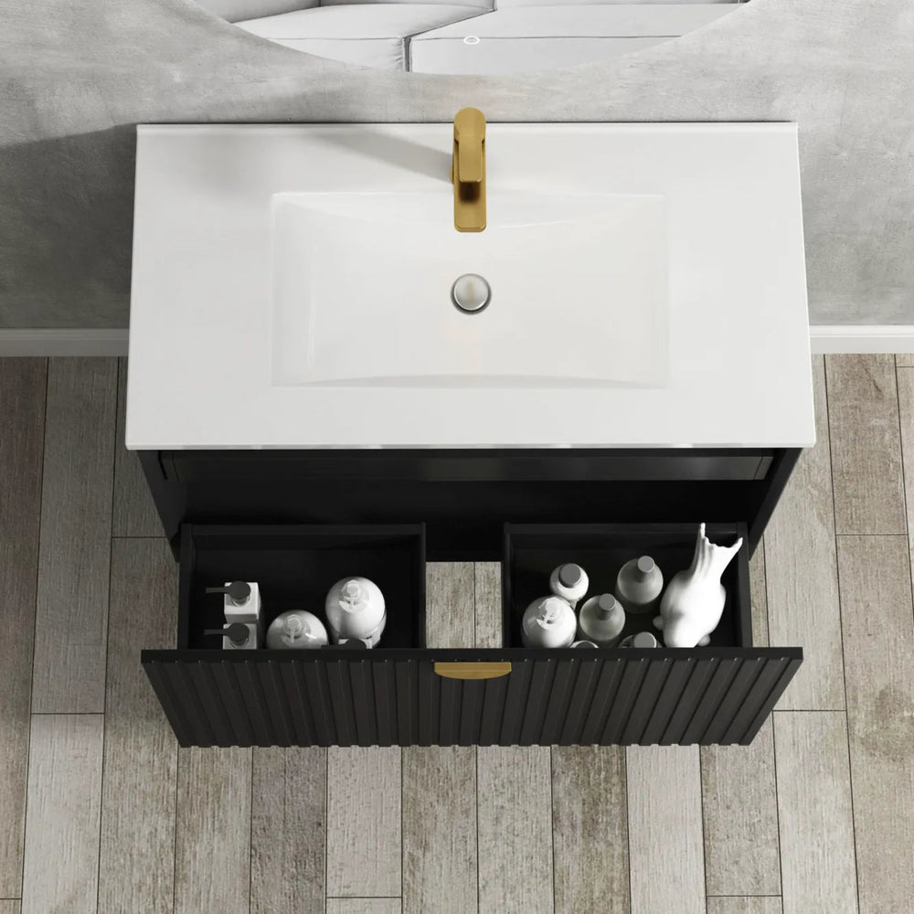OTTI MARLO MATTE BLACK 600MM SINGLE BOWL FLOOR STANDING VANITY