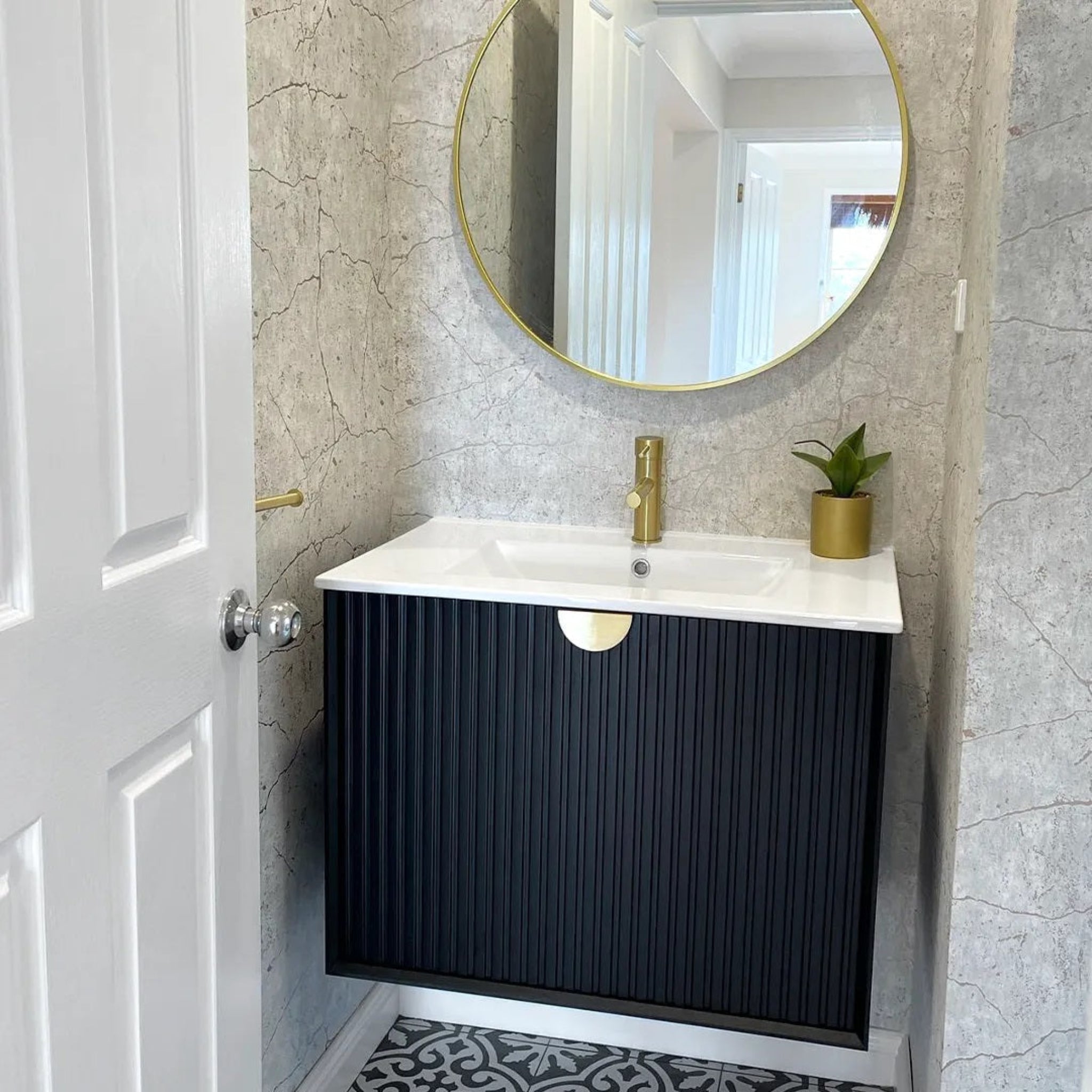 OTTI MARLO MATTE BLACK 750MM SINGLE BOWL WALL HUNG VANITY