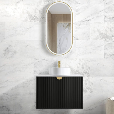 OTTI MARLO MATTE BLACK 750MM SINGLE BOWL WALL HUNG VANITY