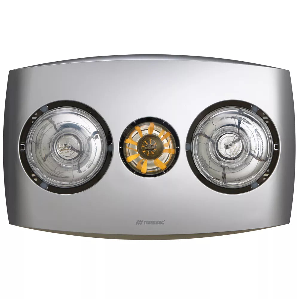 MARTEC CONTOUR 2 3-IN-1 BATHROOM HEATER WITH 2 HEAT LAMPS, EXHAUST FAN AND 8W LED LIGHT WHITE