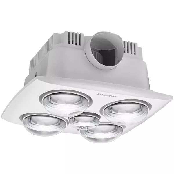 MARTEC CONTOUR 4 3-IN-1 BATHROOM HEATER WITH 4 HEAT LAMPS, EXHAUST FAN AND  8W LED LIGHT WHITE | Austpek Bathrooms