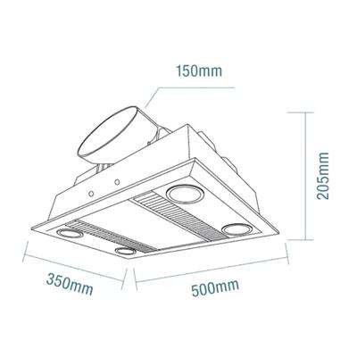 MARTEC LINEAR 3-IN-1 BATHROOM HEATER WITH LED LIGHT, EXHAUST FAN AND HEAT LAMP SILVER