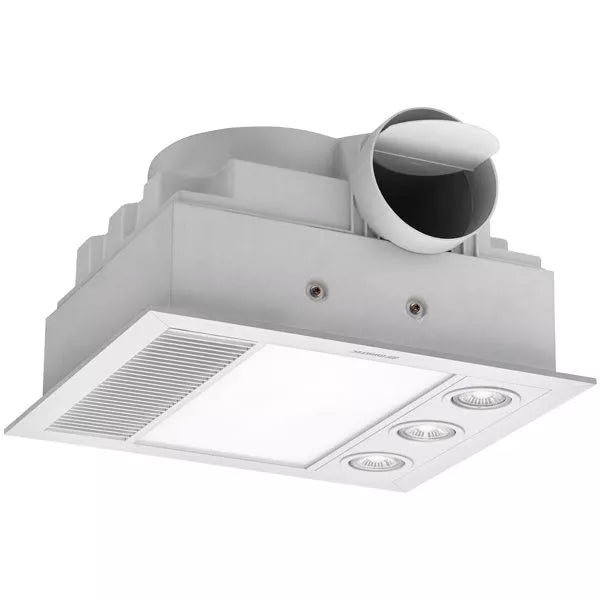MARTEC LINEAR MINI 3-IN-1 BATHROOM HEATER WITH 3 HEAT LAMPS, EXHAUST FAN AND LED LIGHT SILVER