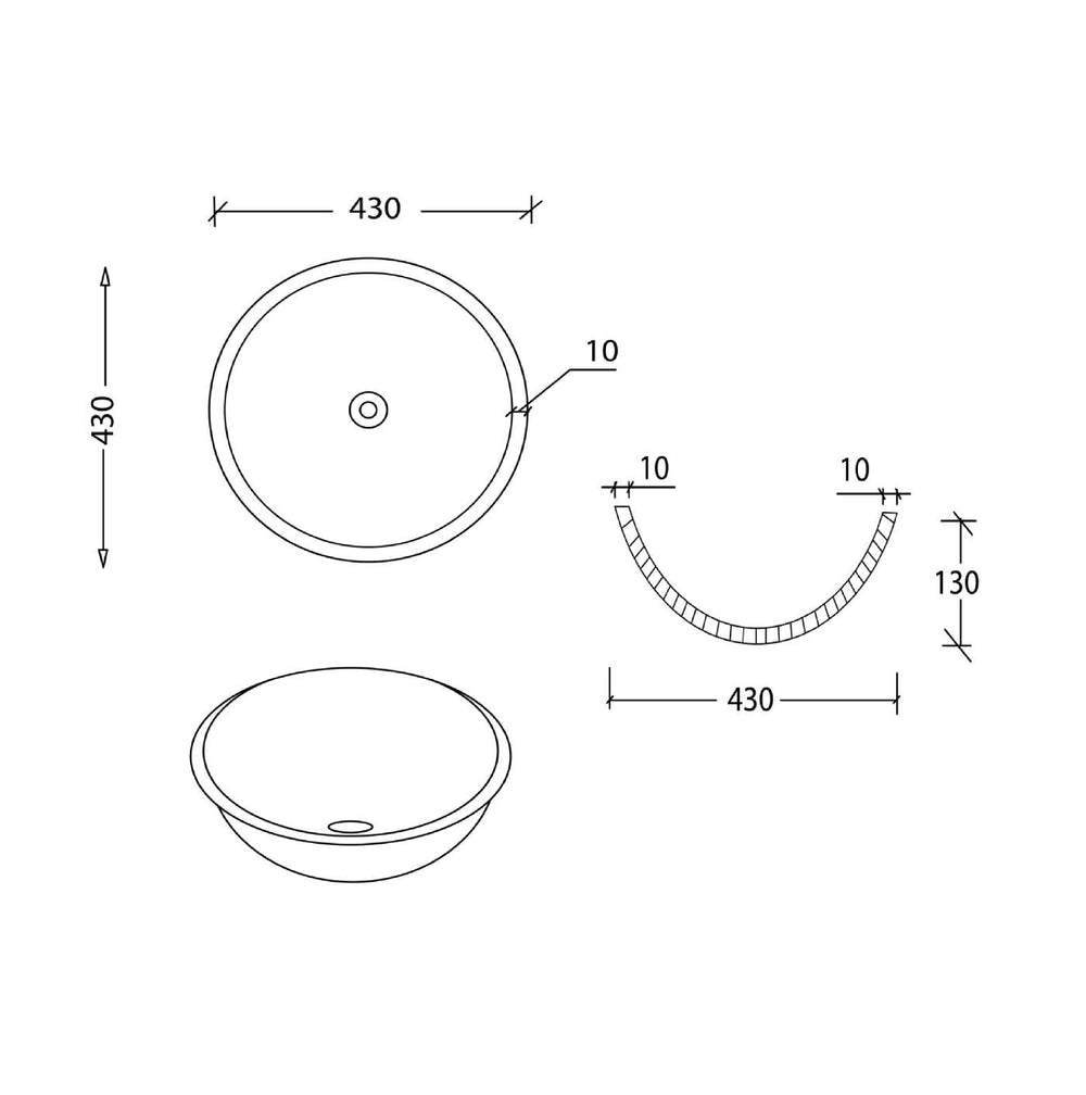 GALLARIA ADALA ROUND ABOVE COUNTER STONE BASIN BIANCO CARRARA 430MM