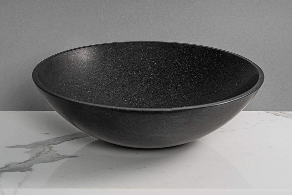 GALLARIA VITERI ROUND ABOVE COUNTER STONE BASIN SHANXI BLACK 430MM