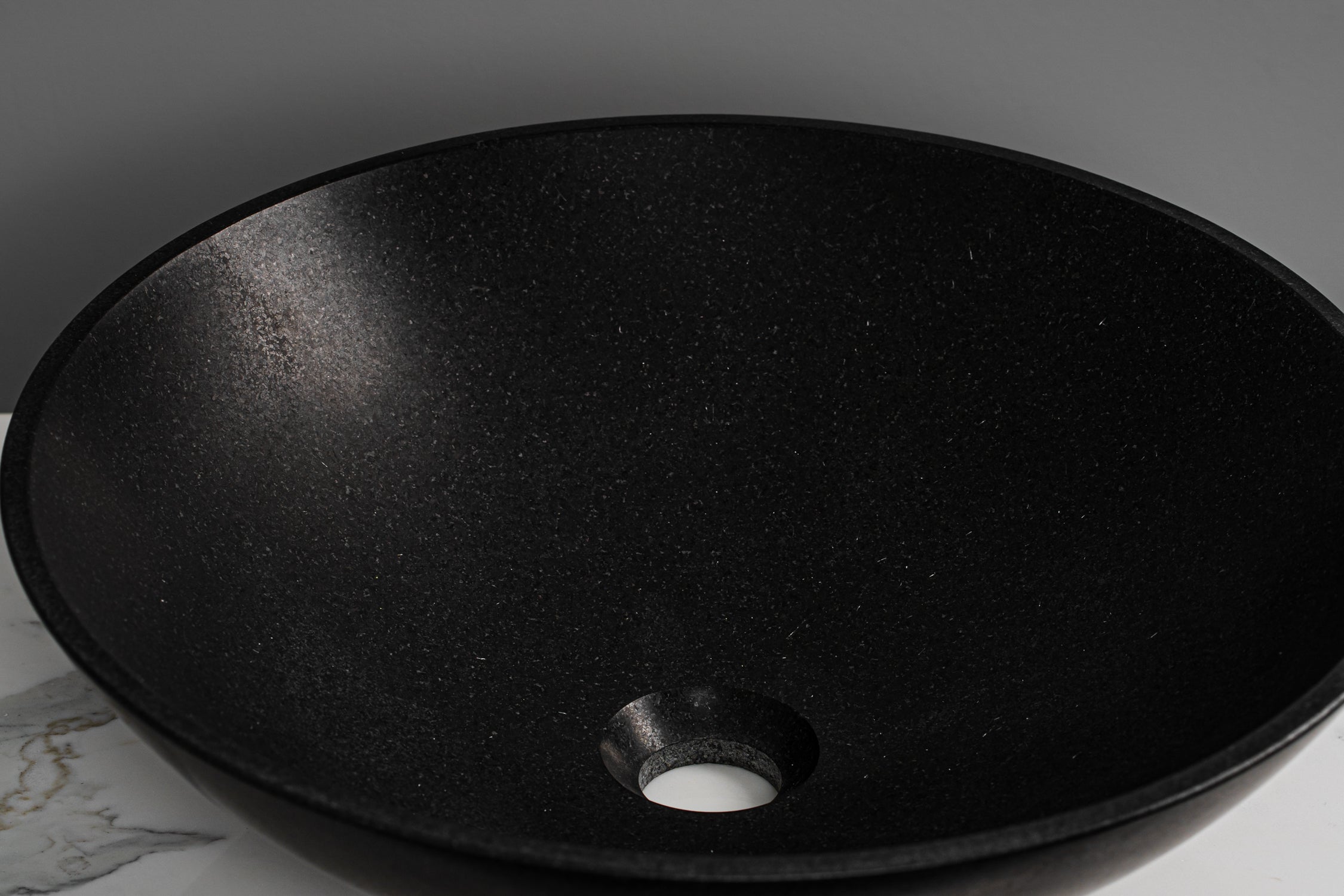 GALLARIA VITERI ROUND ABOVE COUNTER STONE BASIN SHANXI BLACK 430MM