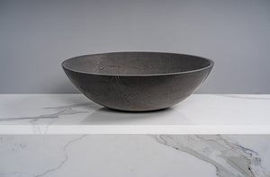 GALLARIA AMATE ROUND ABOVE COUNTER STONE BASIN PIETRA GREY 430MM