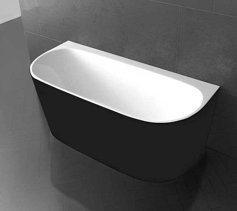 POSEIDON ELIVIA BACK TO WALL BATHTUB MATTE BLACK AND MATTE WHITE (AVAILABLE IN 1400MM, 1500MM AND 1700MM)