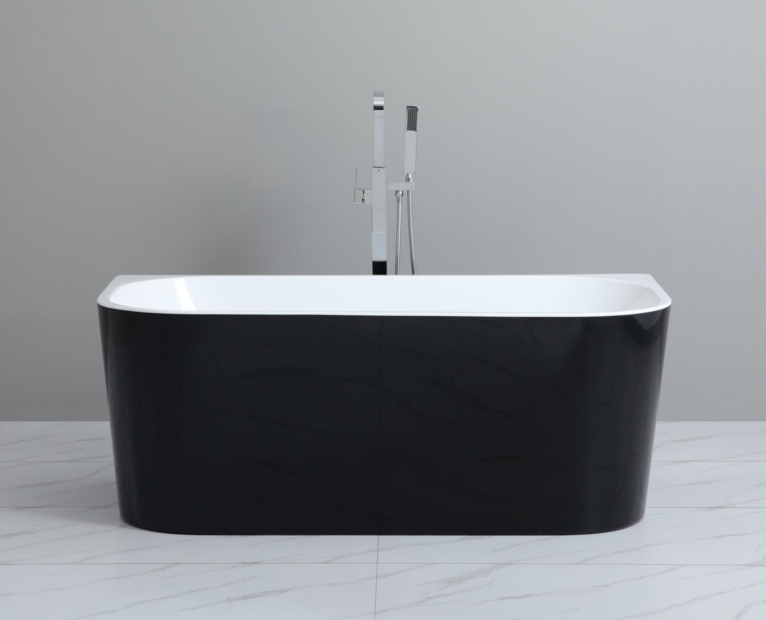 POSEIDON ELIVIA BACK TO WALL BATHTUB MATTE BLACK AND MATTE WHITE (AVAILABLE IN 1400MM, 1500MM AND 1700MM)