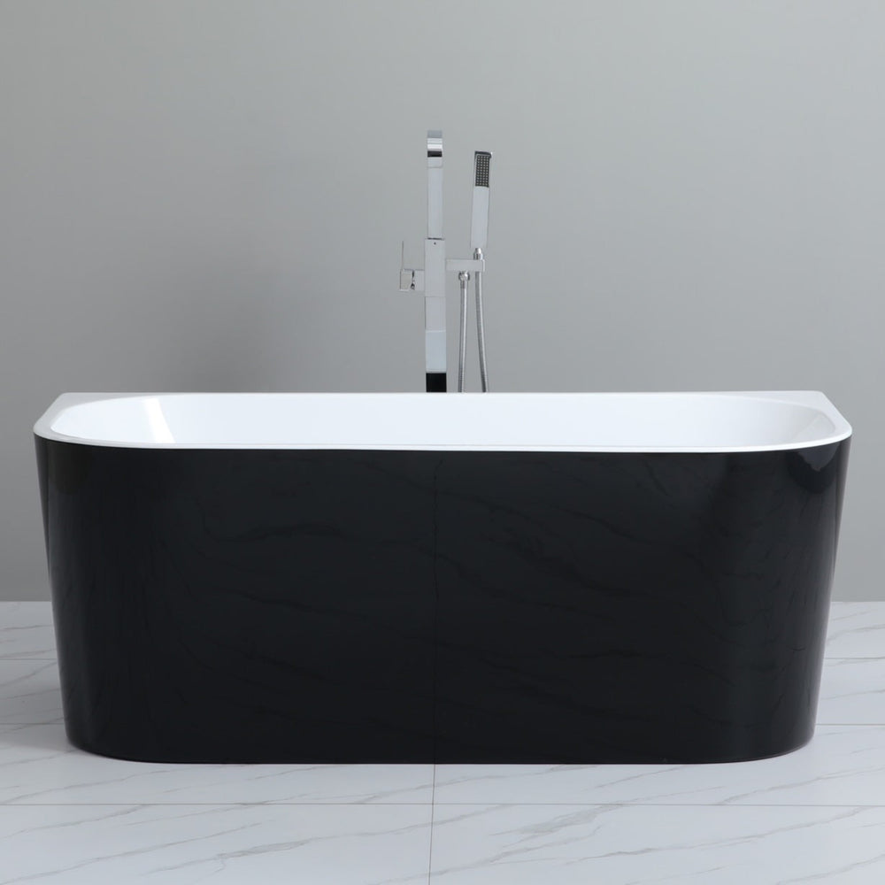 POSEIDON ELIVIA BACK TO WALL BATHTUB MATTE BLACK AND MATTE WHITE (AVAILABLE IN 1400MM, 1500MM AND 1700MM)