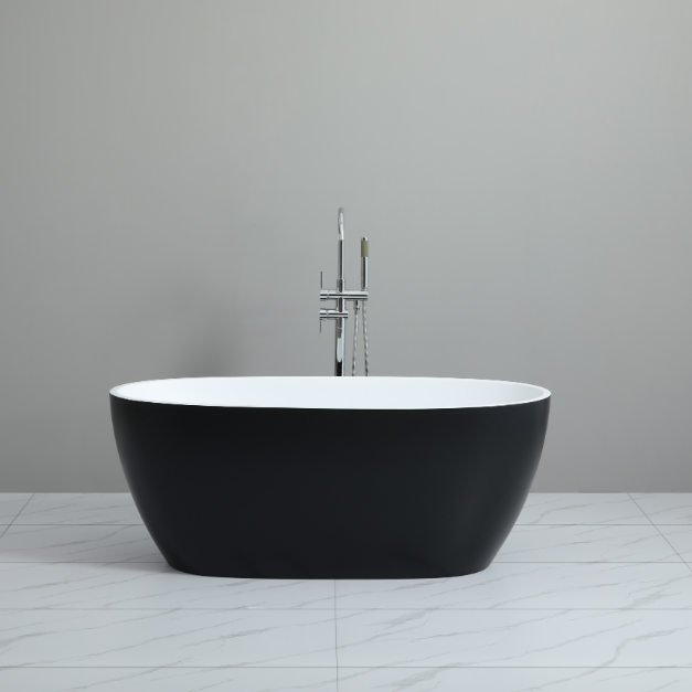 POSEIDON STELLA FREE STANDING BATHTUB MATTE BLACK AND MATTE WHITE 1700MM