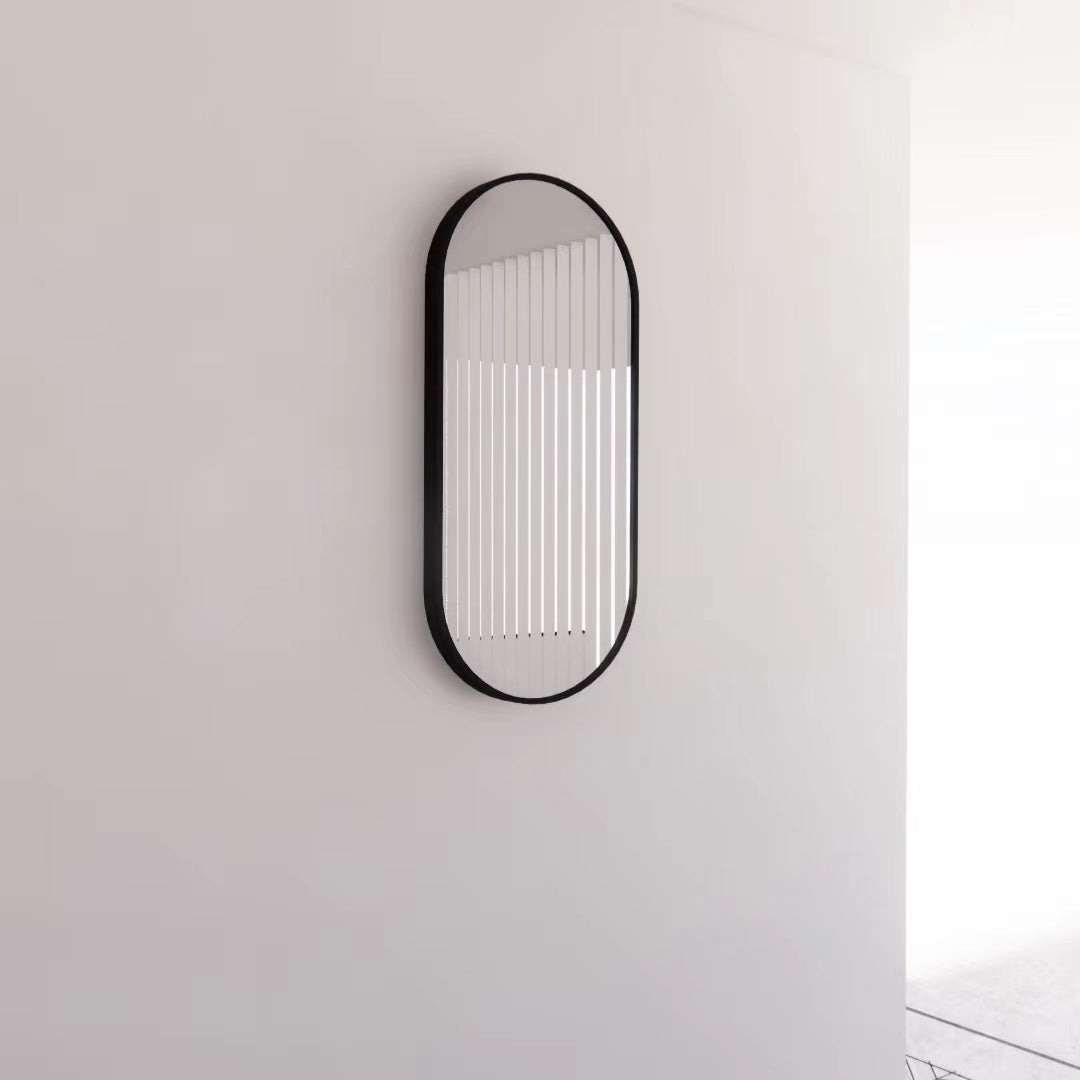 RIVA FRAMED OVAL MIRROR WALL MOUNTED BLACK 900MM