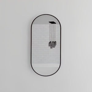RIVA FRAMED OVAL MIRROR WALL MOUNTED BLACK 450X900MM