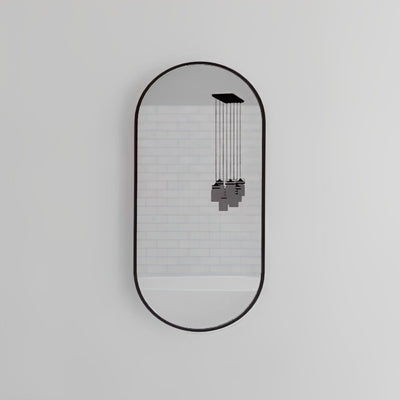 RIVA FRAMED OVAL MIRROR WALL MOUNTED BLACK 450X900MM