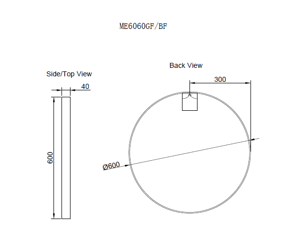 RIVA FRAMED ROUND MIRROR WALL MOUNTED BLACK 600MM