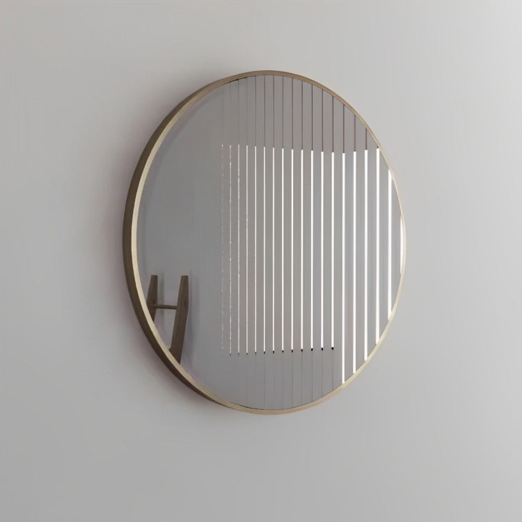 RIVA FRAMED ROUND MIRROR WALL MOUNTED GOLD 800MM