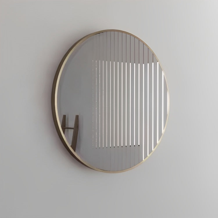 RIVA FRAMED ROUND MIRROR WALL MOUNTED GOLD 800X800MM