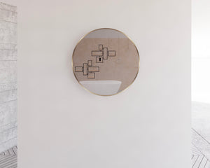 RIVA FRAMED ROUND MIRROR WALL MOUNTED GOLD 800X800MM