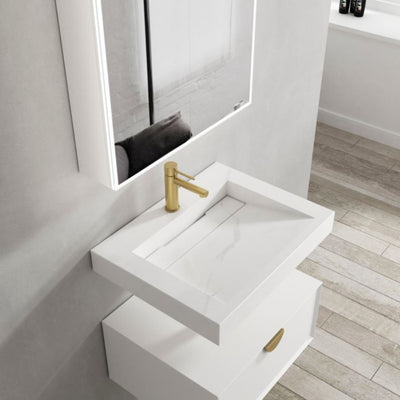 OTTI MOONLIGHT WHITE 600MM SINGLE BOWL WALL HUNG CABINET AND BASIN
