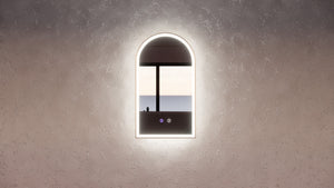 RIVA AR2 FRAMED ARCH LED MIRROR 3 COLOUR LIGHTS GOLD 450X800MM