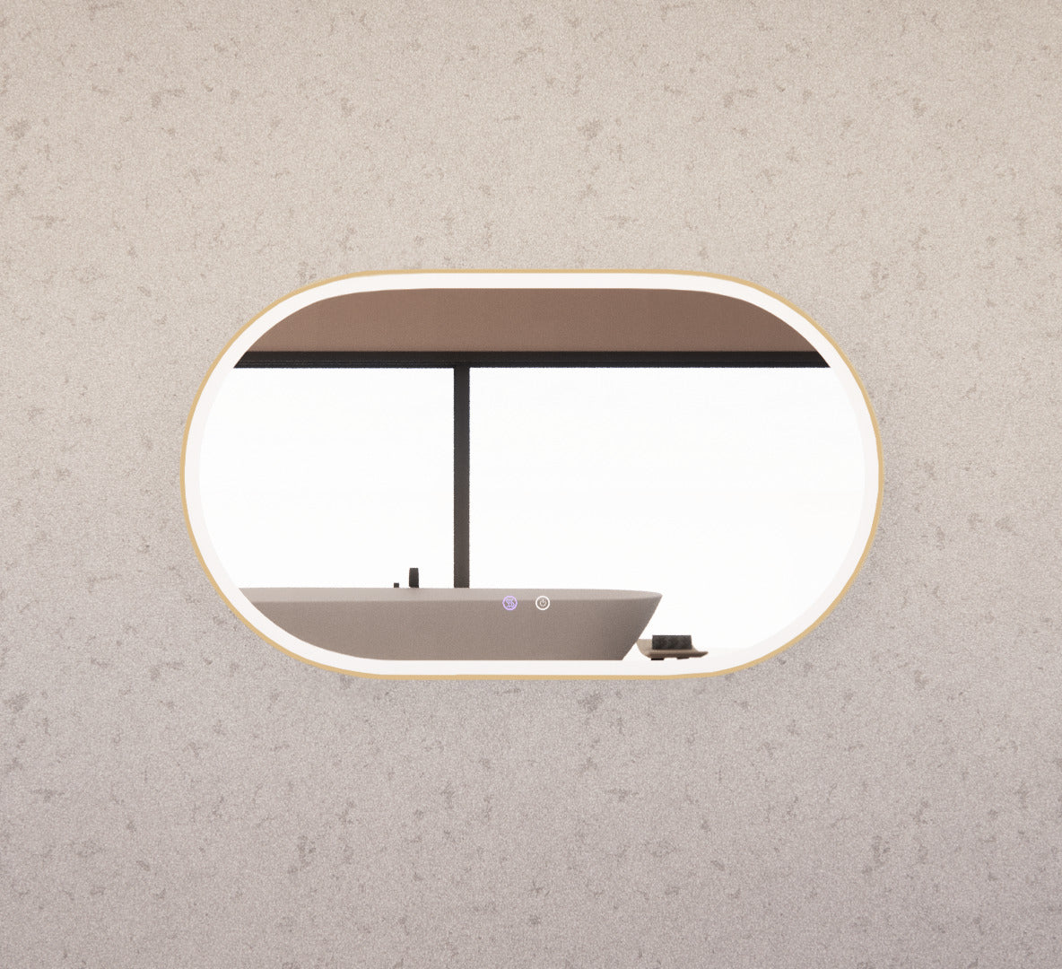 RIVA O1 FRAMED OVAL LED MIRROR 3 COLOUR LIGHTS GOLD 1200X700MM