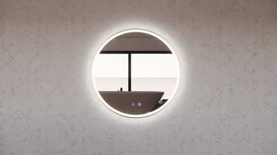 RIVA R3 FRAMED ROUND LED MIRROR 3 COLOUR LIGHTS GOLD 800X800MM