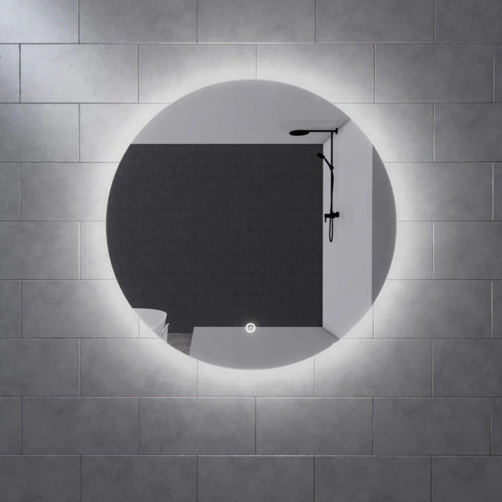 RIVA R4 FRAMELESS BACKLIT ROUND LED MIRROR 3 COLOUR LIGHTS 800X800MM