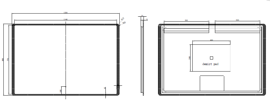 RIVA S3 FRAMELESS BACKLIT RECTANGLE LED MIRROR 3 COLOUR LIGHTS 1200X800MM