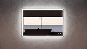 RIVA S4 FRAMED RECTANGLE LED MIRROR 3 COLOUR LIGHTS BLACK 750X900MM