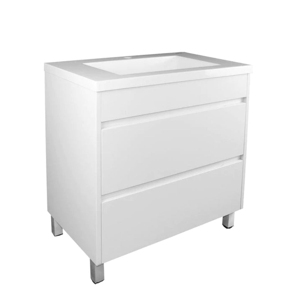 POSEIDON MATTE WHITE 750MM SINGLE BOWL FLOOR STANDING VANITY