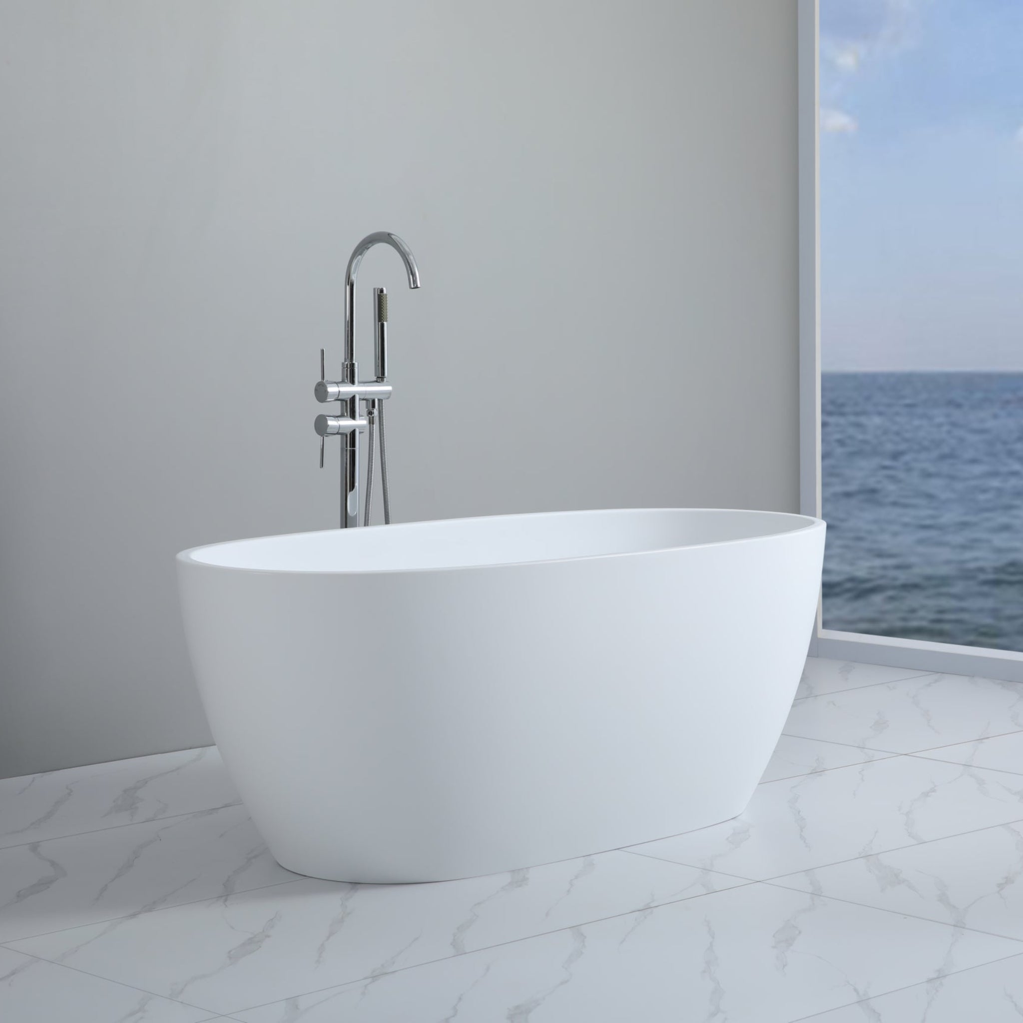 POSEIDON STELLA FREE STANDING BATHTUB MATTE WHITE (AVAILABLE IN 1500MM AND 1700MM)