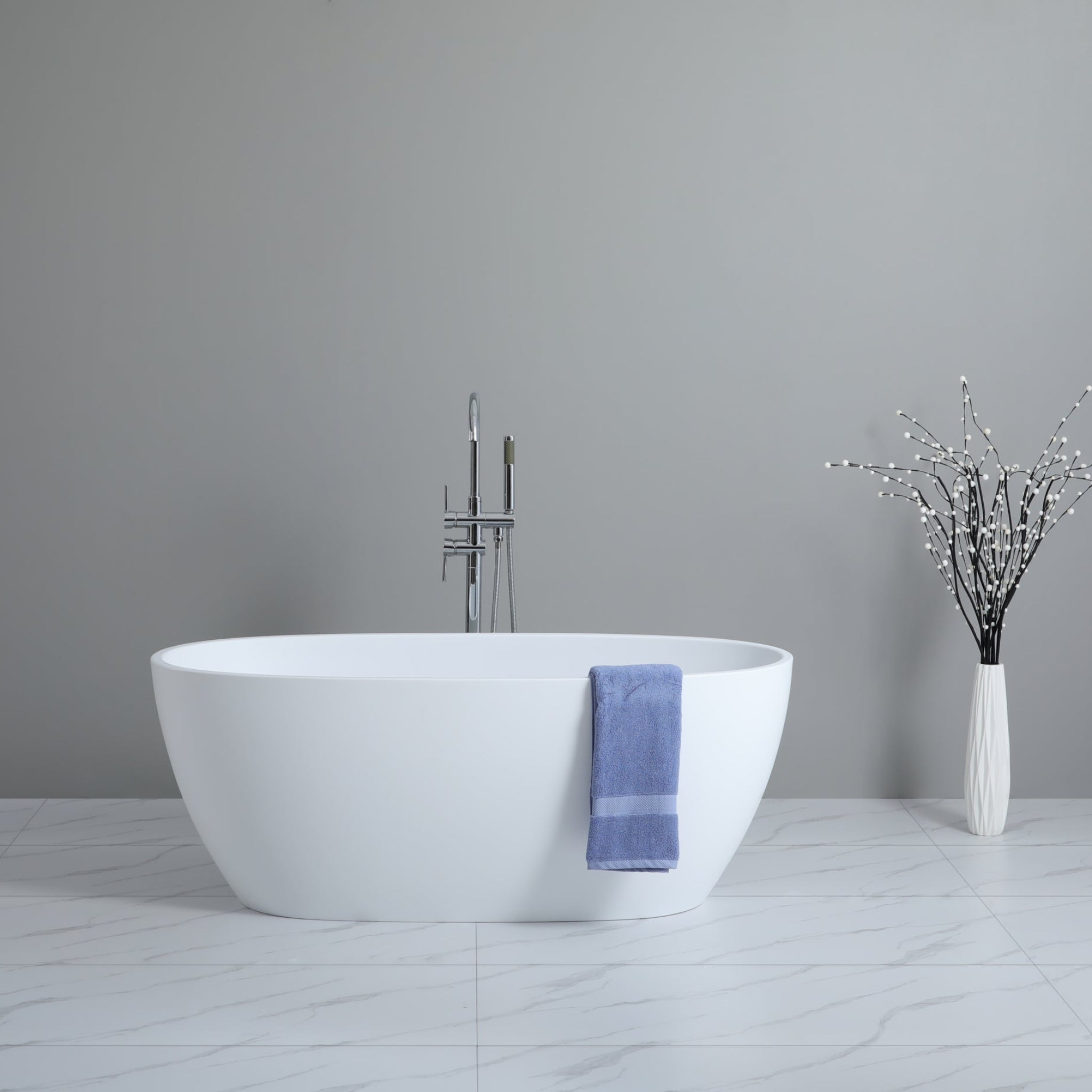 POSEIDON STELLA FREE STANDING BATHTUB MATTE WHITE (AVAILABLE IN 1500MM AND 1700MM)
