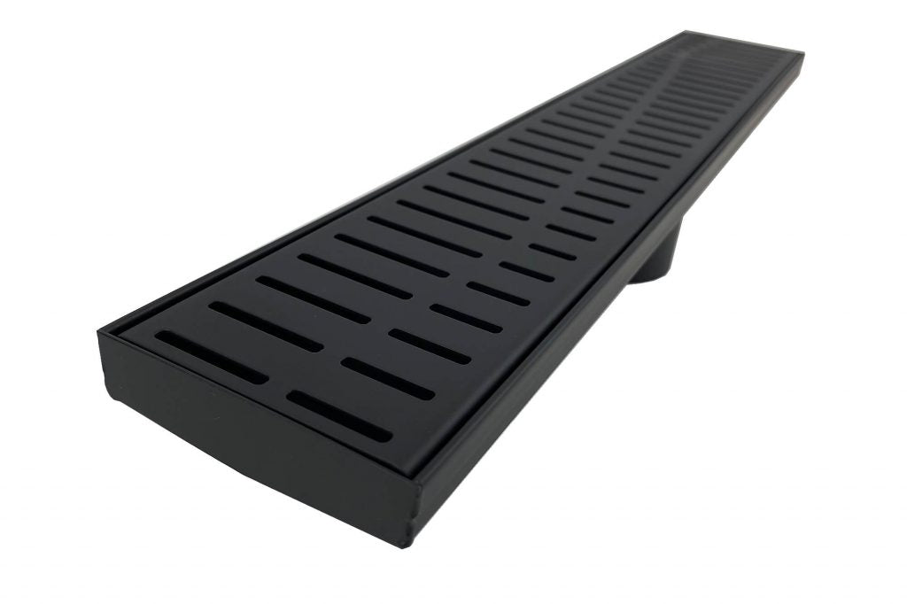 GRATES2GO MATTE BLACK FLOW PATTERN DRAIN 1000MM LENGTH (CUSTOM AVAILABLE)