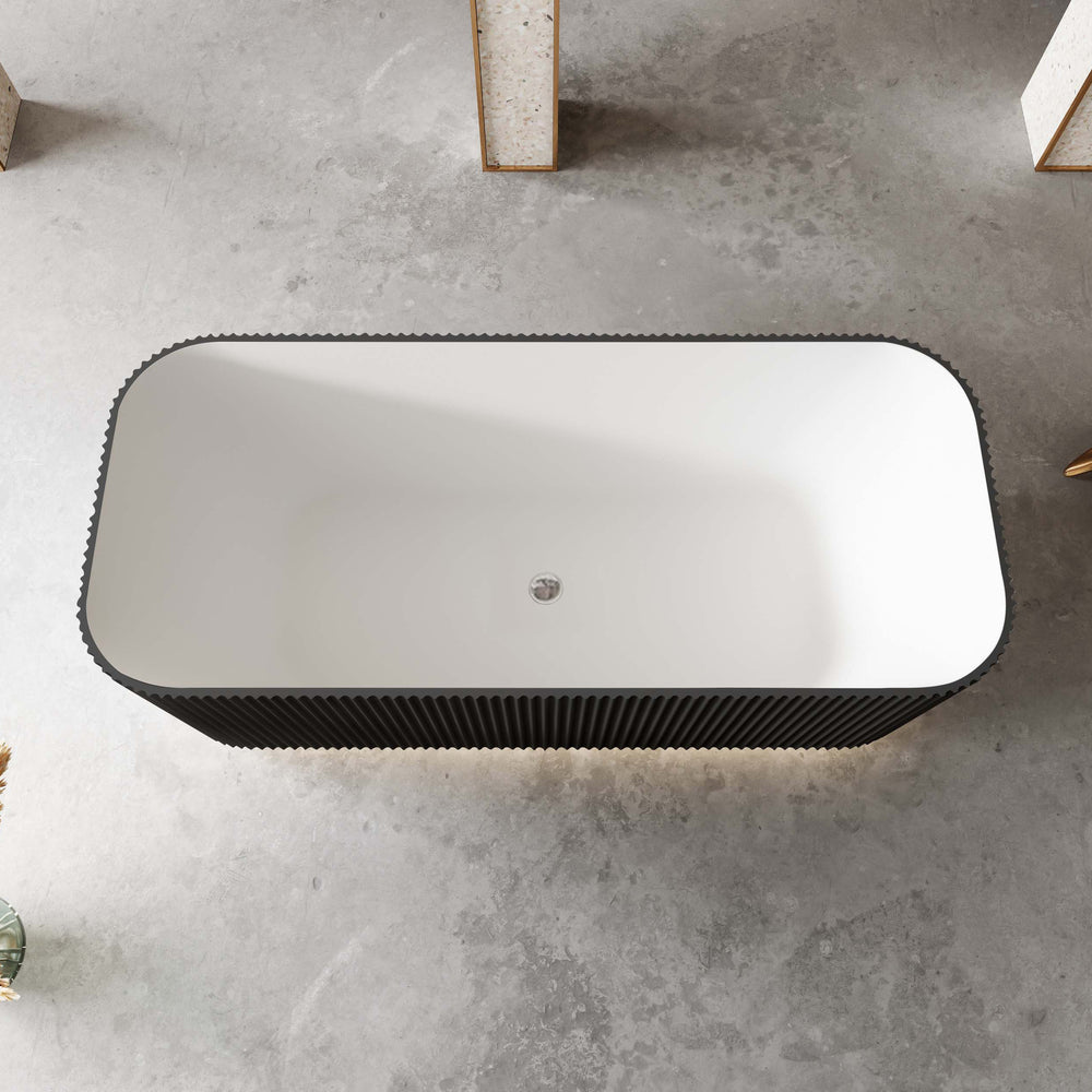 RIVA MILANO V-GROOVE FREESTANDING BATHTUB MATTE WHITE AND BLACK (AVAILABLE IN 1500MM AND 1700MM)