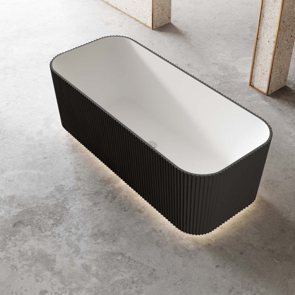 RIVA MILANO V-GROOVE FREESTANDING BATHTUB MATTE WHITE AND BLACK (AVAILABLE IN 1500MM AND 1700MM)