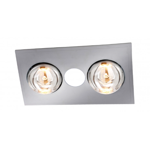 VENTAIR MYKA 2 SLIMLINE 3 IN1 WITH 2 HEAT LAMPS, LED DOWNLIGHT AND SIDE DUCTED EXHAUST SILVER