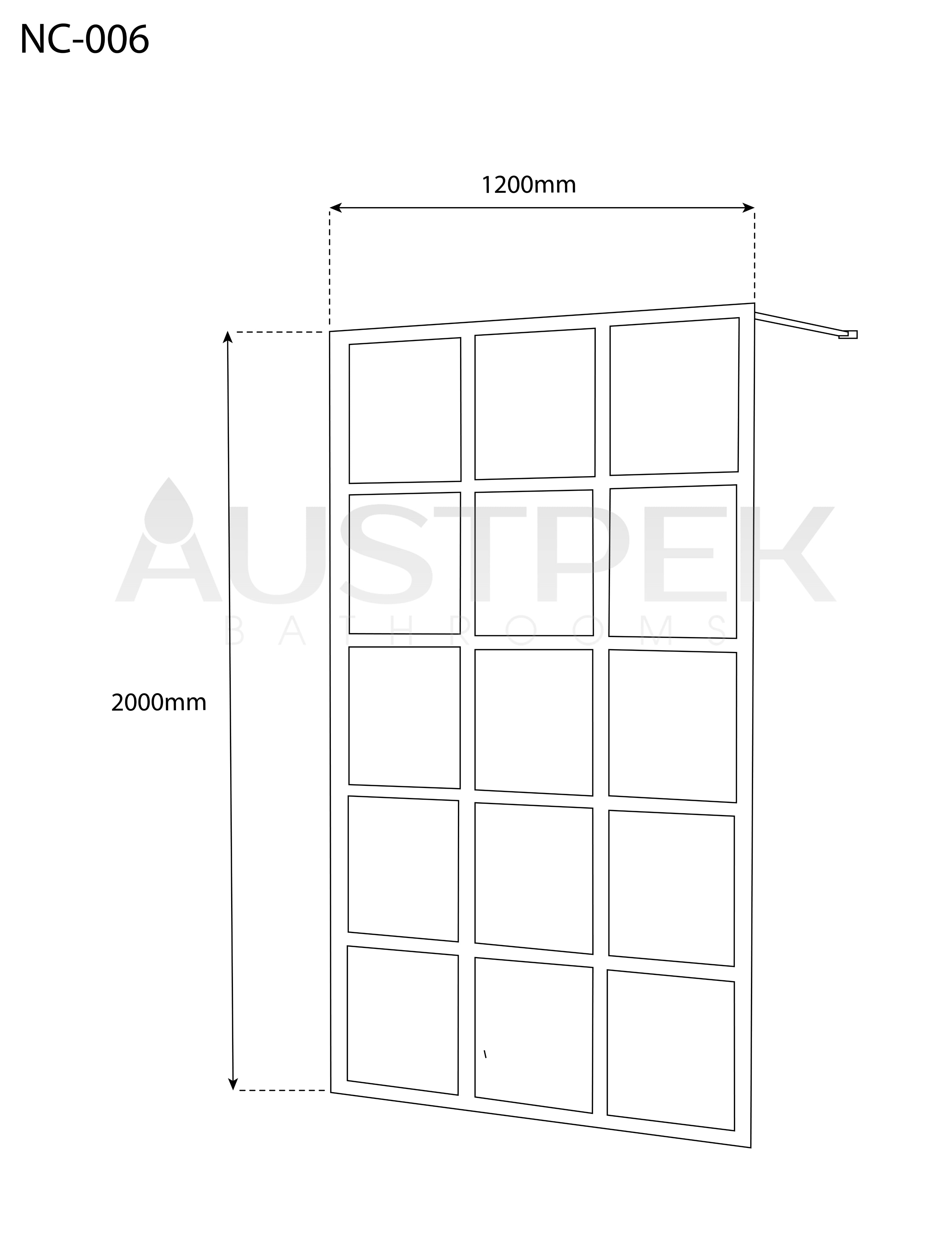 COVEY W01 FRAMED WALK IN SHOWER BLACK (PAINTED INTERNAL LINES)