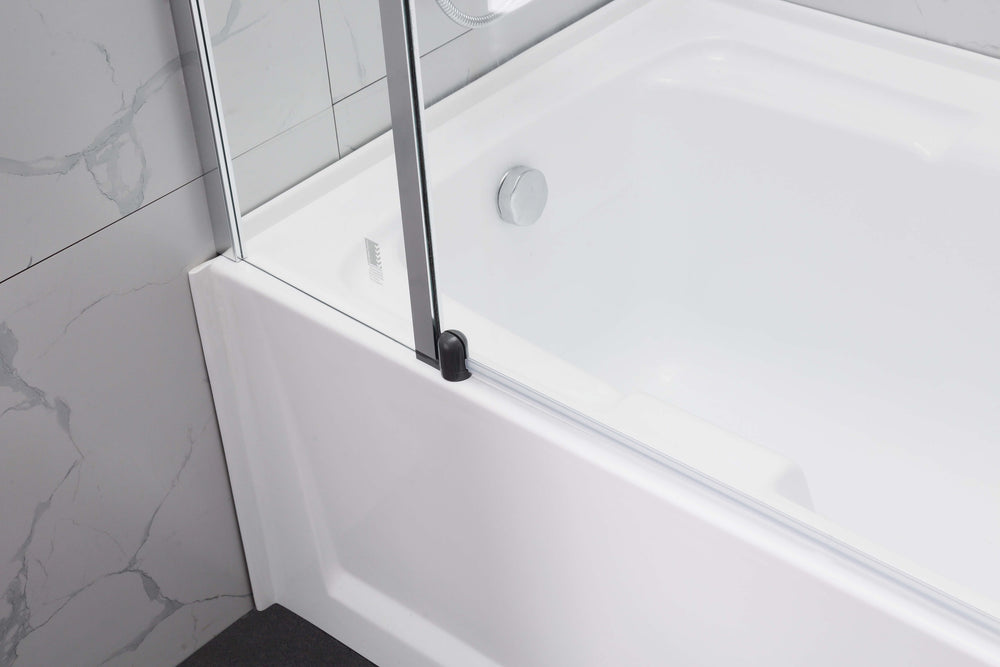 COVEY FRAMELESS DOUBLE SWIVAL PANEL CURVED CORNER BATH SCREEN CHROME