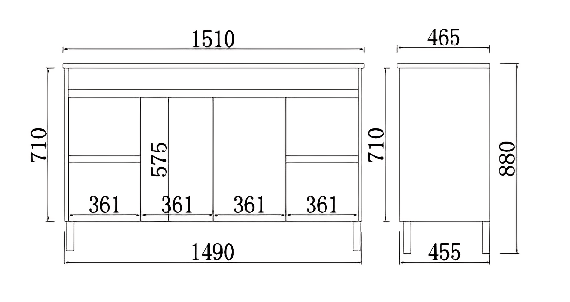 POSEIDON NOVA PLYWOOD CONCRETE GREY 1500MM DOUBLE BOWL FLOOR STANDING VANITY