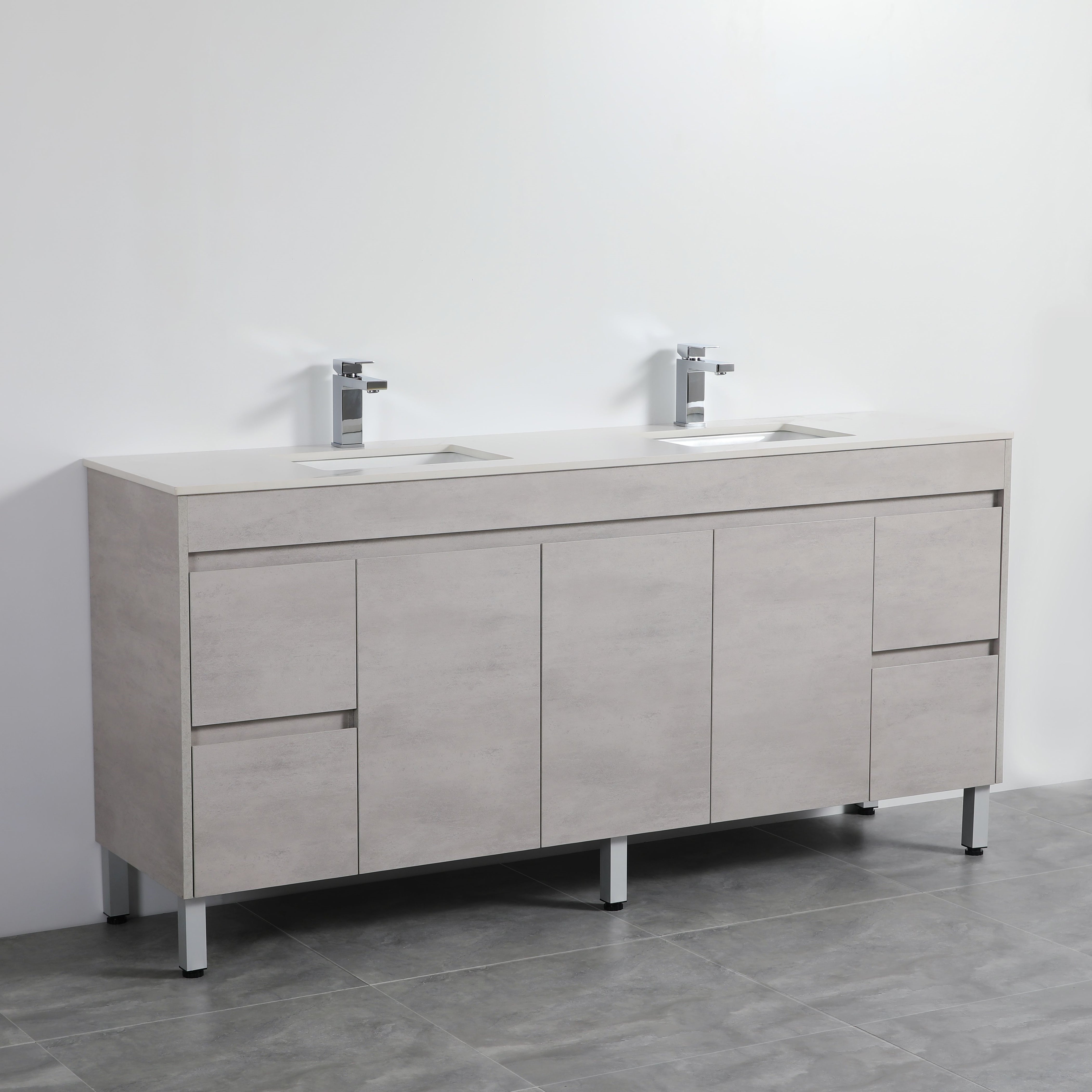 POSEIDON NOVA PLYWOOD CONCRETE GREY 1800MM FLOOR STANDING VANITY CABINET ONLY