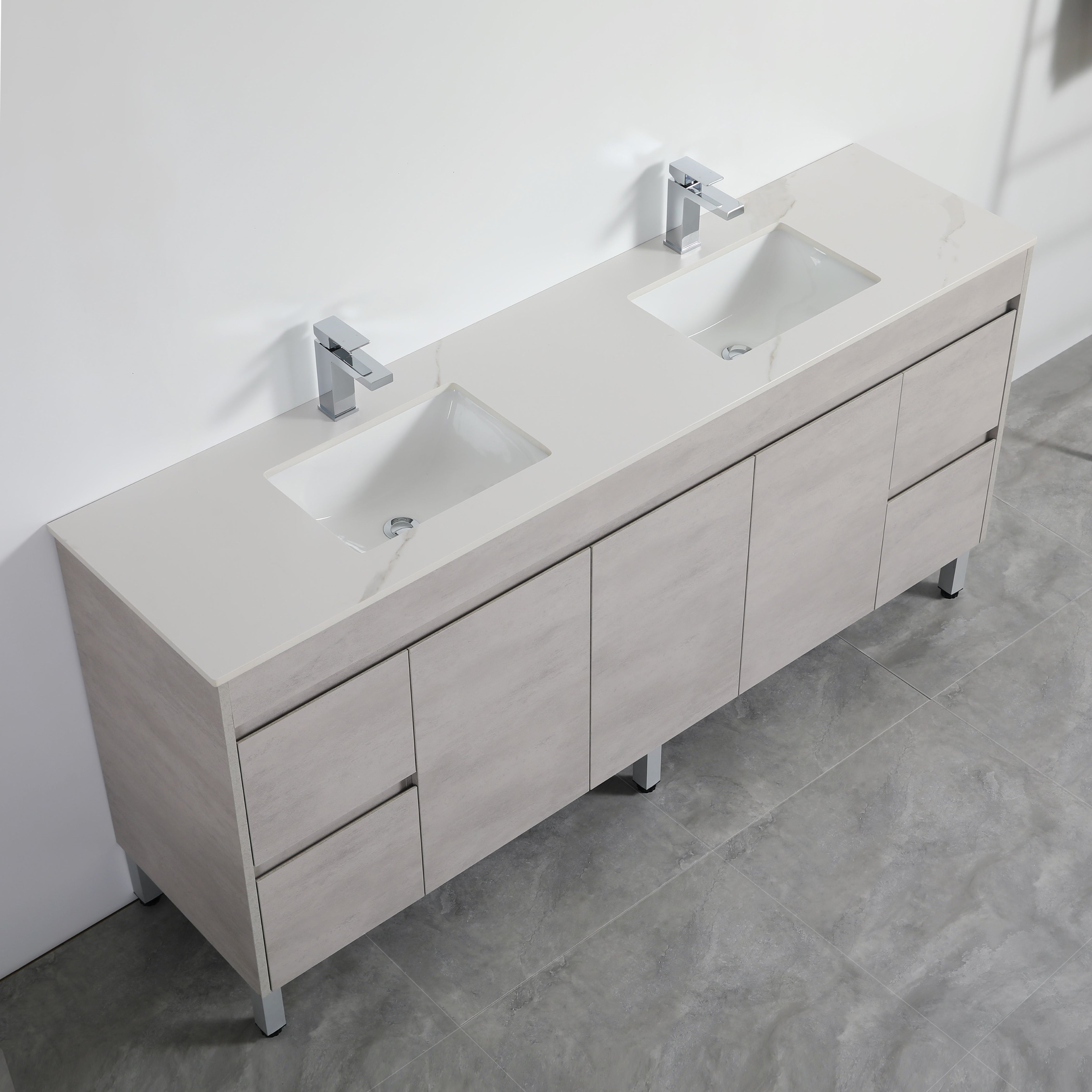 POSEIDON NOVA PLYWOOD CONCRETE GREY 1800MM FLOOR STANDING VANITY CABINET ONLY