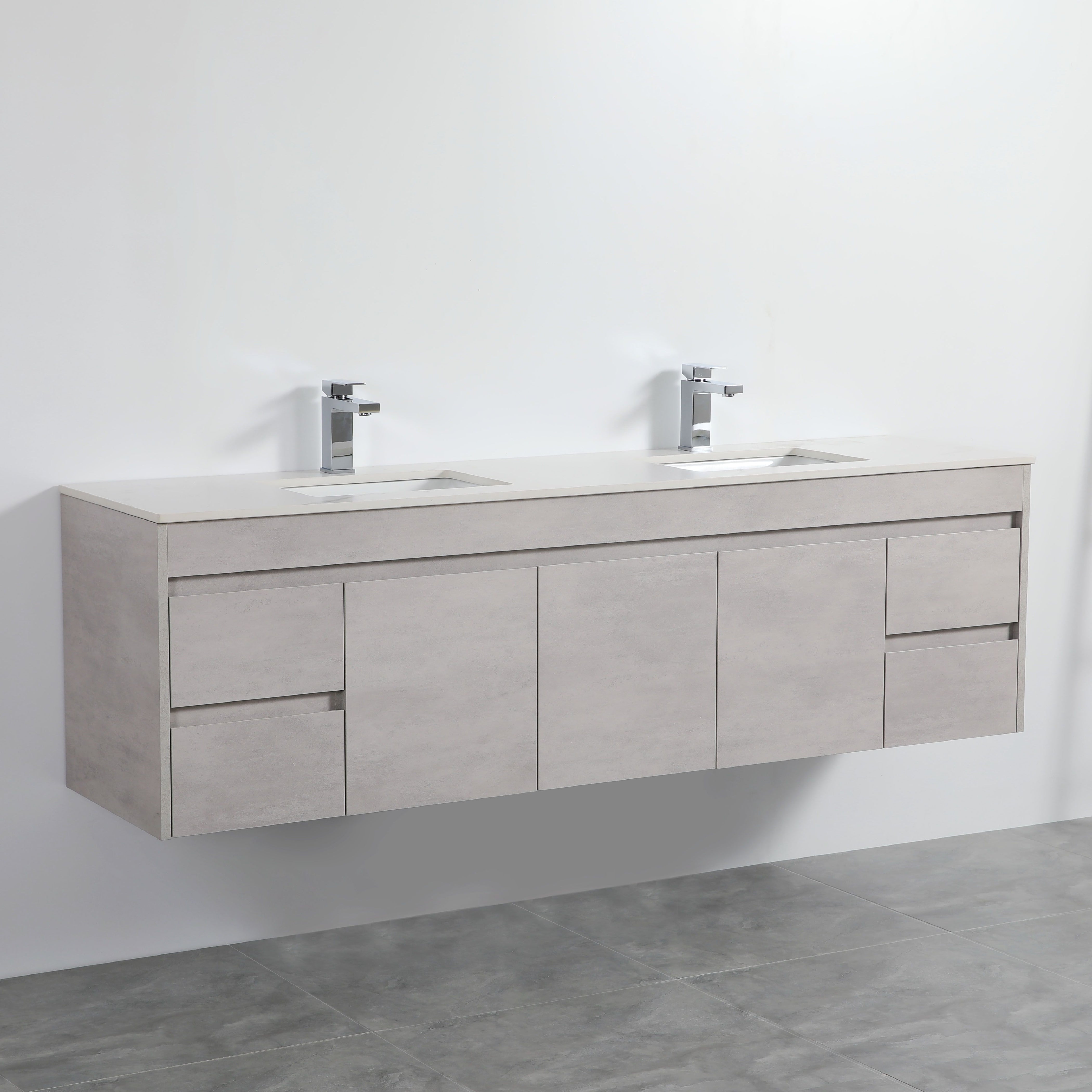 POSEIDON NOVA PLYWOOD CONCRETE GREY 1800MM WALL HUNG VANITY CABINET ONLY