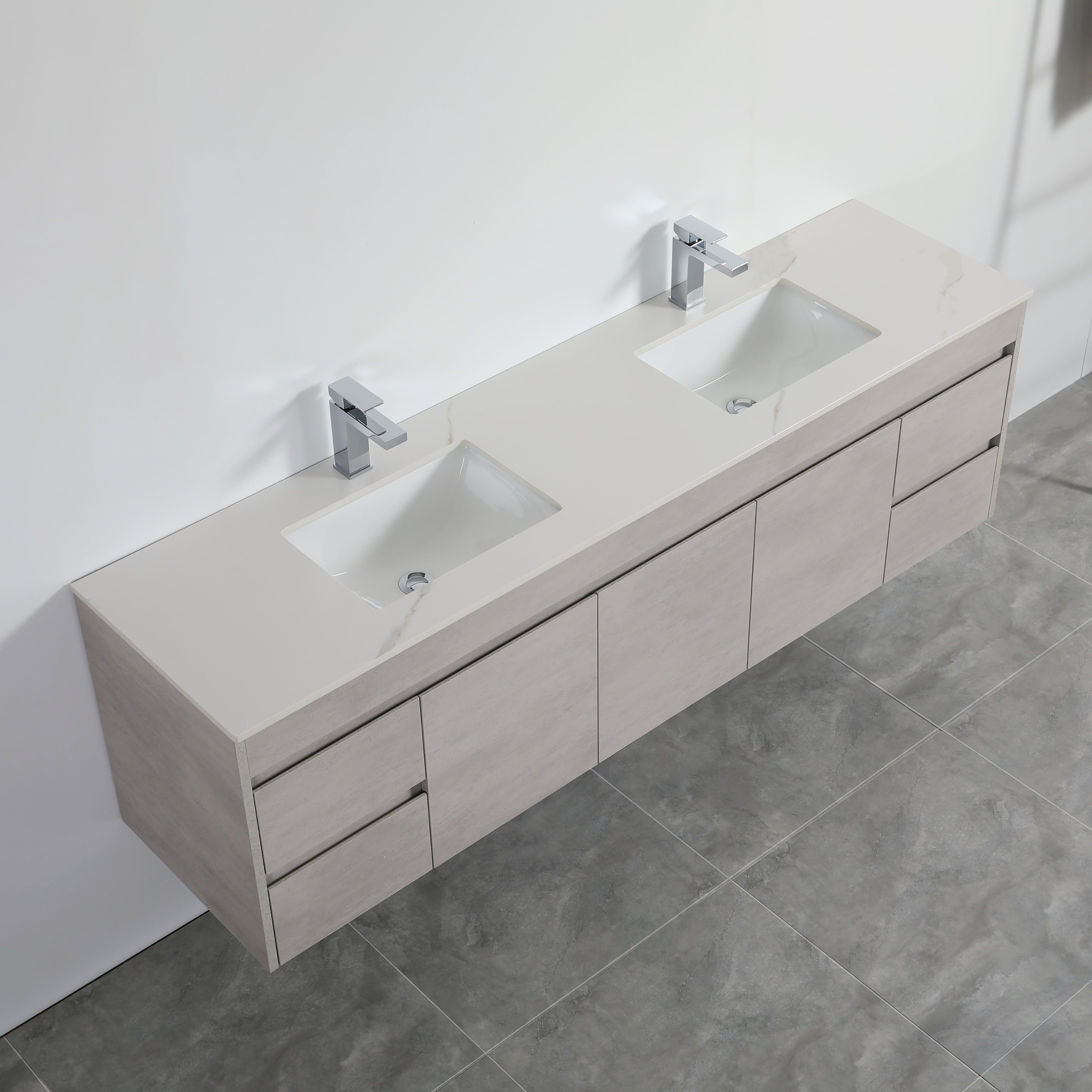 POSEIDON NOVA PLYWOOD CONCRETE GREY 1800MM WALL HUNG VANITY CABINET ONLY